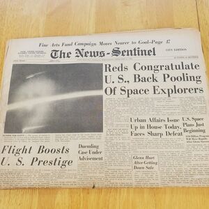 1962 Vintage Complete Newspaper Magellan Returns Space Exploration Fort Wayne IN
